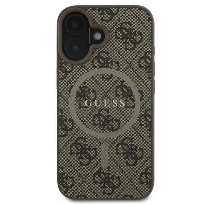 Guess 4G Ring Classic Logo MagSafe - dėklas, skirtas iPhone 16 Plus (rudas)