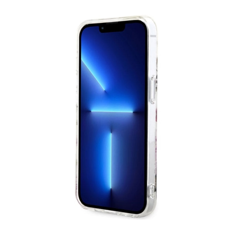 Guess Flower MagSafe – dėklas, skirtas iPhone 14 Plus (skaidrus)