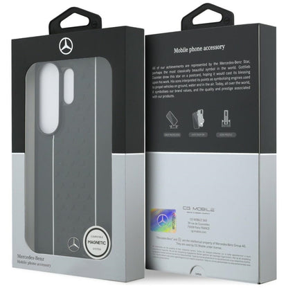 „Mercedes Laurel Leaves“ vertikalių dryžių „MagSafe“ dėklas, skirtas „Samsung Galaxy S26 Ultra“ (juoda/balta)