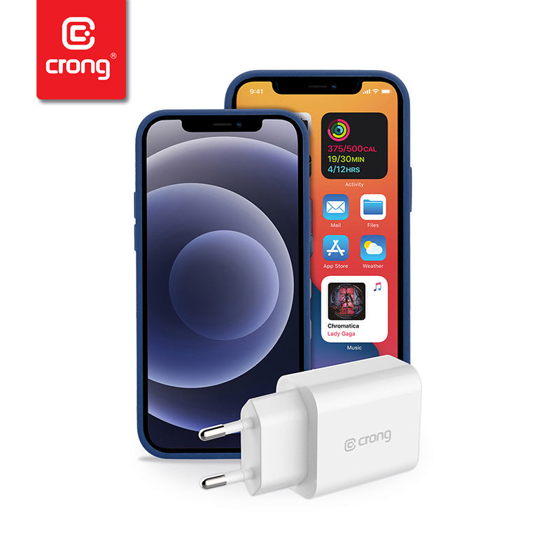 Crong USB-C kelioninis įkroviklis – sieninis įkroviklis USB-C Power Delivery 20W (baltas)