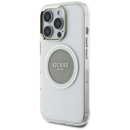 Guess IML Metallic Circle Classic Logo MagSafe – dėklas iPhone 16 Pro (pilkas)