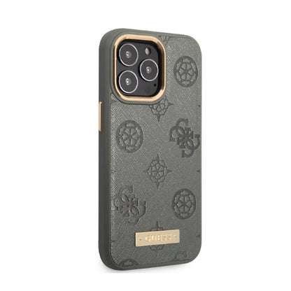 Guess Peony Logo Plate MagSafe – dėklas, skirtas iPhone 13 Pro Max (pilkas)
