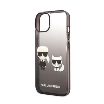 Karl Lagerfeld Gradient Ikonik Karl & Choupette – dėklas skirtas iPhone 14 Plus (juodas)