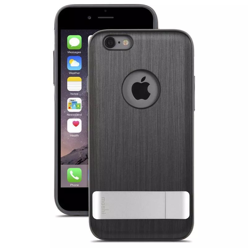 Moshi iGlaze Kameleon – kietas dėklas su stovu, skirtas iPhone 6s Plus / iPhone 6 Plus (plieno juodas)