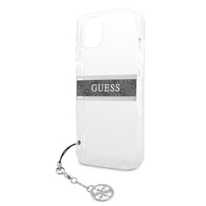 Guess 4G Stripe Grey Charm – dėklas, skirtas „iPhone 13 mini“ (permatomas)
