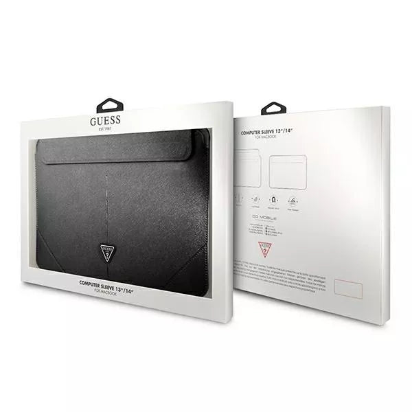 Guess Saffiano Triangle Logo dėklas – nešiojamojo kompiuterio dėklas 13" / 14" (juodas)