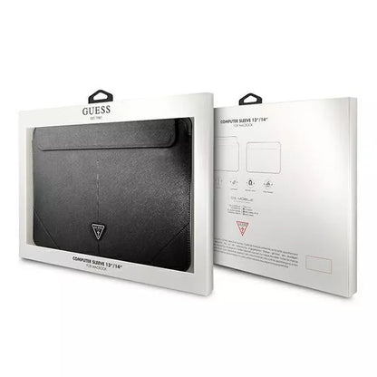 Guess Saffiano Triangle Logo dėklas – nešiojamojo kompiuterio dėklas 13" / 14" (juodas)