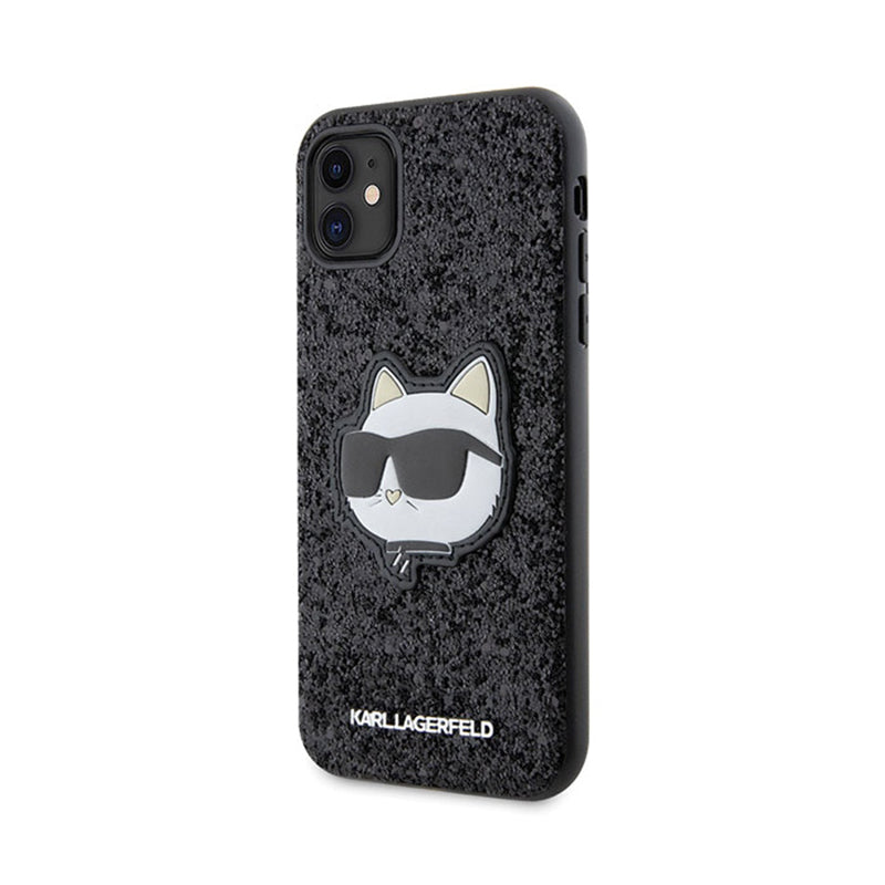 Karl Lagerfeld NFT Glitter Choupette Patch – dėklas iPhone 11 (juoda)