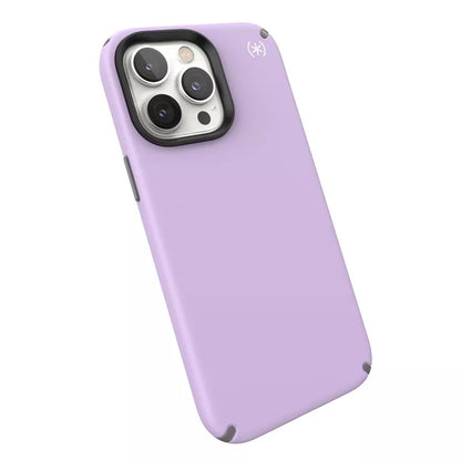 "Speck Presidio2 Pro" - dėklas "iPhone 14 Pro Max" su MICROBAN danga (pavasario violetinės / debesų pilkumo / baltos spalvos)