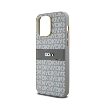 DKNY Odinis "Mono Stripe & Metal Logo" dėklas, skirtas "iPhone 14 Pro Max" (smėlio spalvos)