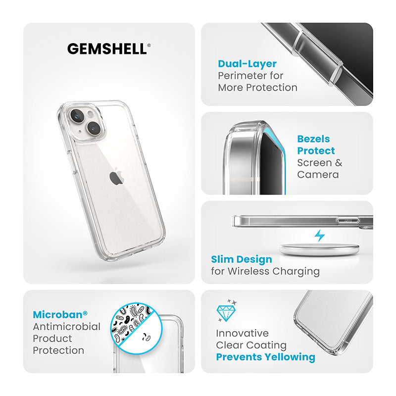 Speck Gemshell – dėklas, skirtas „iPhone 16e“ / „iPhone 15“ / „iPhone 14“ / „iPhone 13“ (skaidrus)