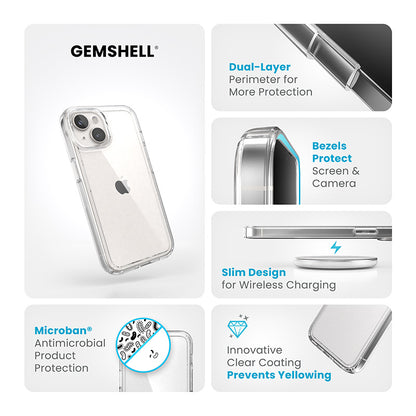 Speck Gemshell – dėklas, skirtas „iPhone 16e“ / „iPhone 15“ / „iPhone 14“ / „iPhone 13“ (skaidrus)