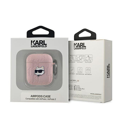 Karl Lagerfeld Monogram Choupette Head - AirPods 1/2 kart. dėklas (rožinis)