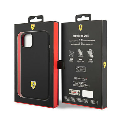 Ferrari Silicone Metalinis logotipas – dėklas iPhone 14 Plus (juodas)