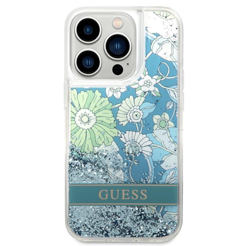 Guess Liquid Glitter Flower – dėklas iPhone 14 Pro Max (žalias)