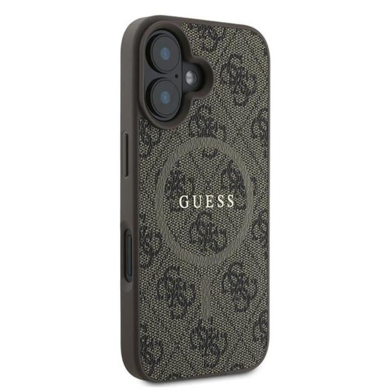 Guess 4G Ring Classic Logo MagSafe - dėklas, skirtas iPhone 16 Plus (rudas)