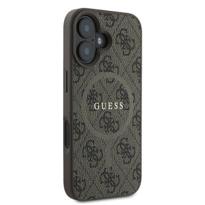 Guess 4G Ring Classic Logo MagSafe - dėklas, skirtas iPhone 16 Plus (rudas)