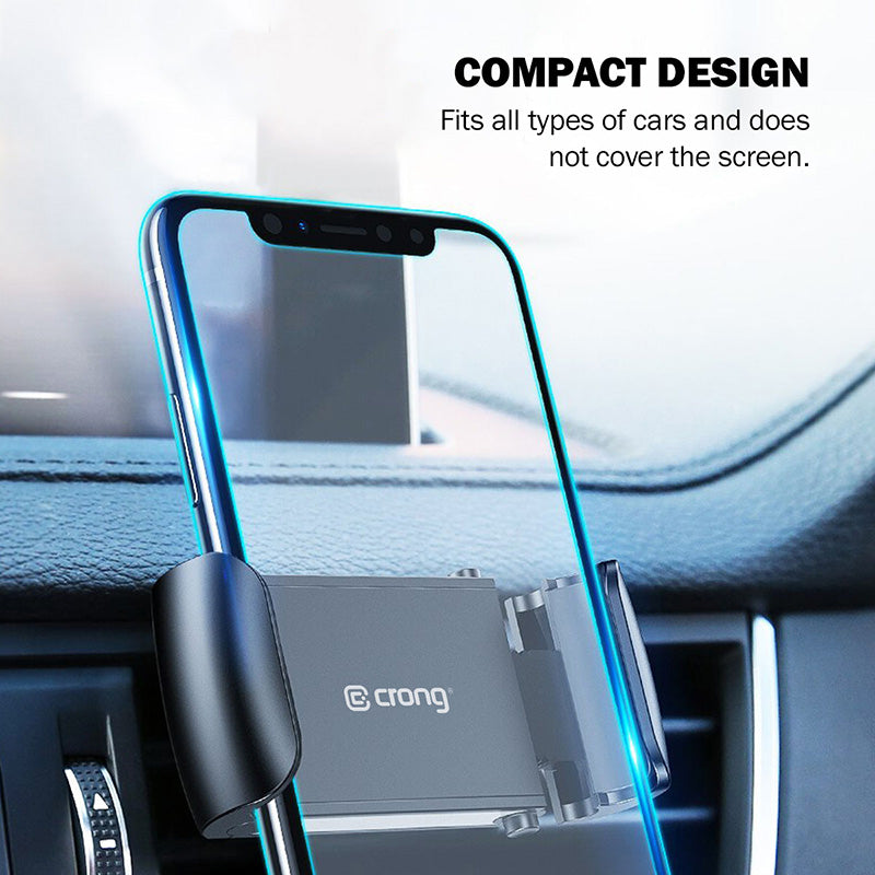 Crong Universal Smart Car Holder - Universalus automobilinis telefono laikiklis 4-6.7" (juodas)