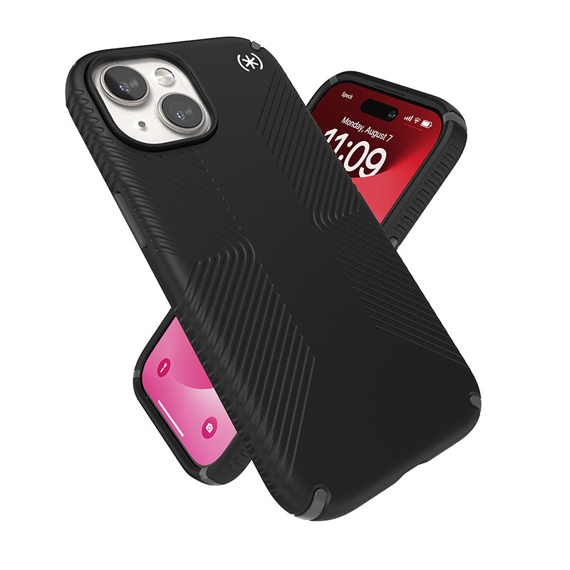 Speck Presidio2 Grip Magsafe - dėklas iPhone 17e / 16e / 15 / 14 / 13 (juodas / akmens pilkumo / baltas)