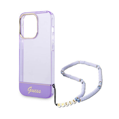 Guess „Translucent Pearl Strap“ – dėklas, skirtas „iPhone 14 Pro“ (violetinė spalva)