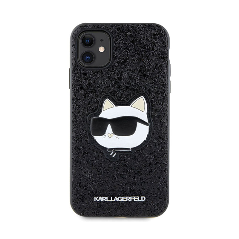 Karl Lagerfeld NFT Glitter Choupette Patch – dėklas iPhone 11 (juoda)