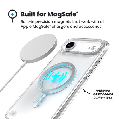 Speck Presidio Perfect Clear MagSafe – iPhone Air dėklas (Skaidrus / Sidabrinis)