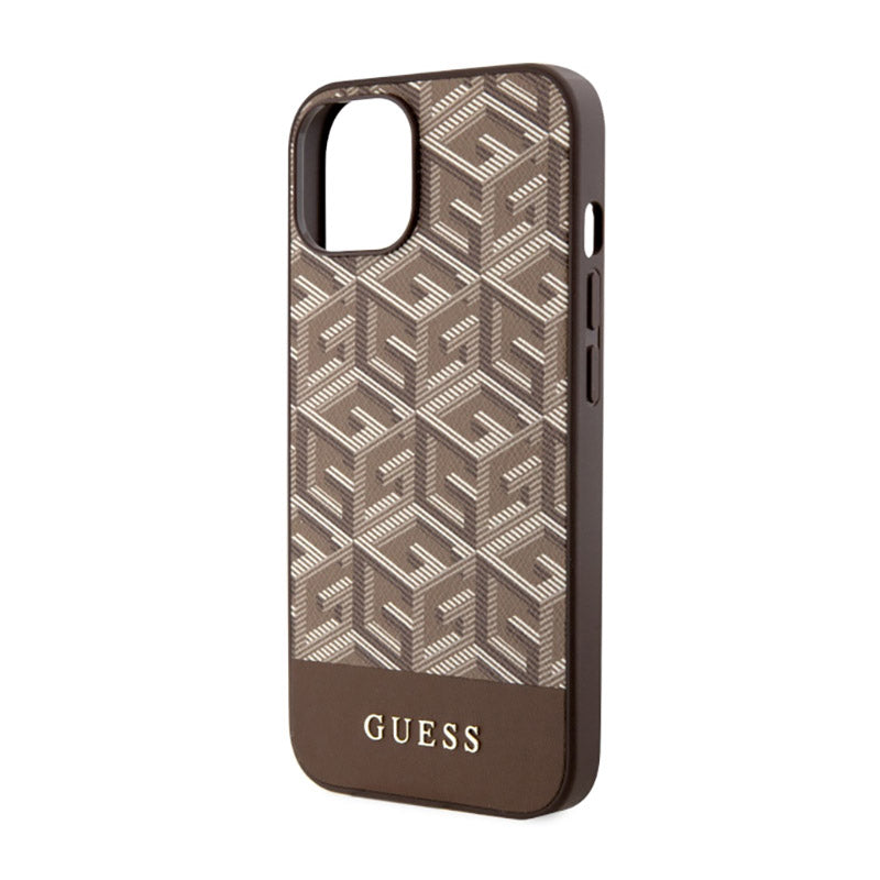Guess GCube Stripes MagSafe – „iPhone 14 Plus“ dėklas (rudas)