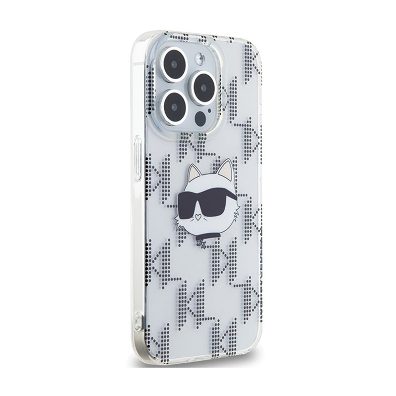 Karl Lagerfeld IML Choupette Head & Monogram - iPhone 15 Pro dėklas (Skaidrus)