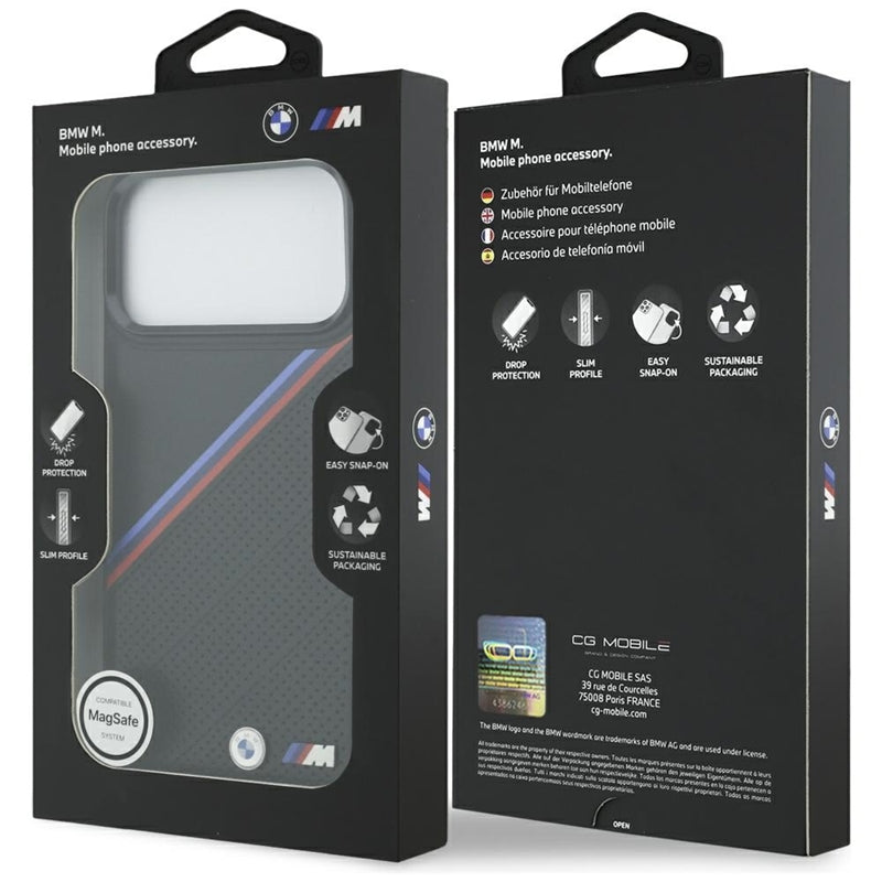 BMW M Tricolor Metal Logo MagSafe - iPhone 17 Pro Max dėklas (Juodas)