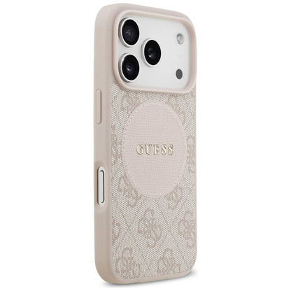 Guess 4G Circle Classic Logo MagSafe dėklas iPhone 17 Pro (rožinis)