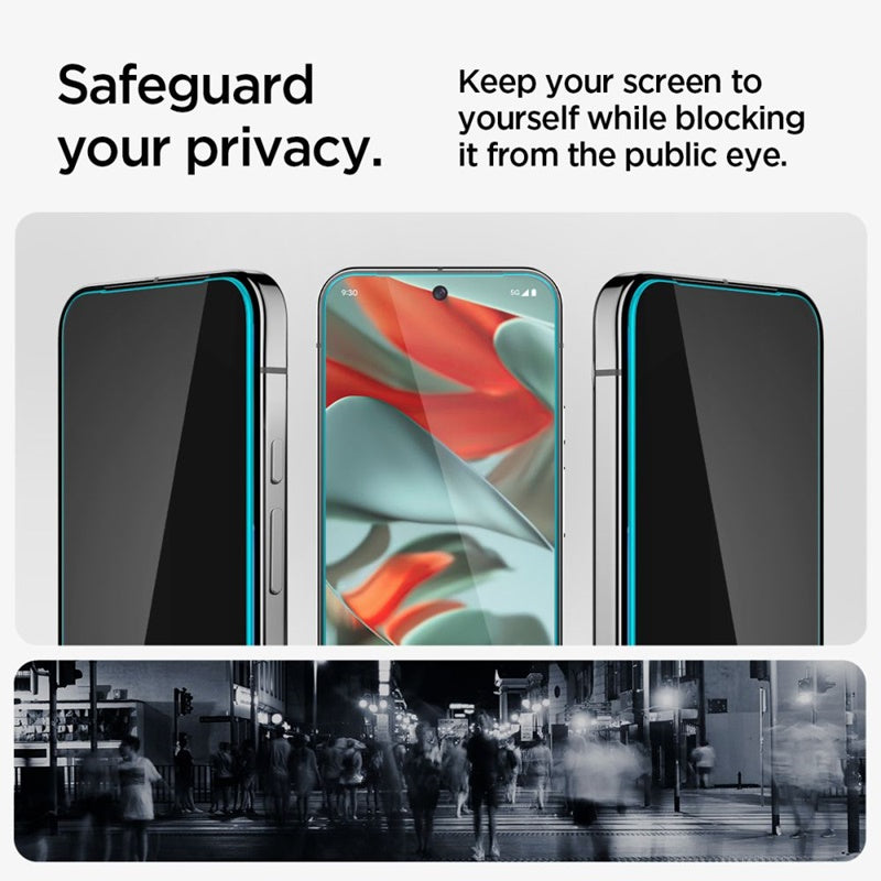 Spigen GLAS.TR EZ FIT Privacy 2 vnt. – Grūdintas stiklas su privatumo filtru, skirtas Google Pixel 9 Pro XL (2 vnt.)
