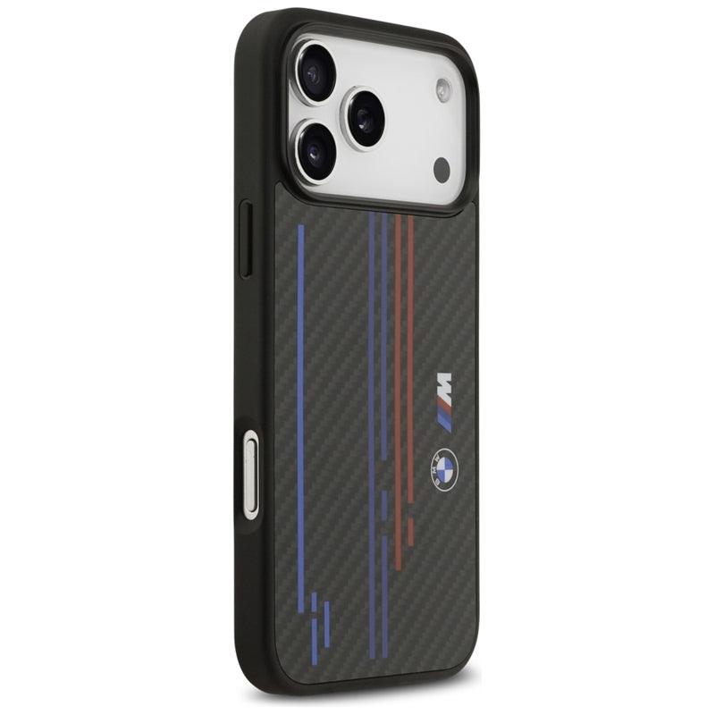BMW M Kevlar linijos ir logotipas MagSafe - iPhone 17 Pro Max dėklas (Juodas)