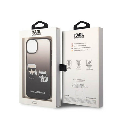 Karl Lagerfeld Gradient Ikonik Karl & Choupette – dėklas skirtas iPhone 14 Plus (juodas)