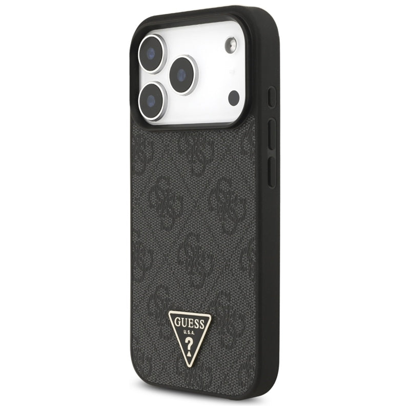 Guess 4G Dirželis Trikampis Logotipas MagSafe - Dėklas iPhone 17 Pro (juodas)