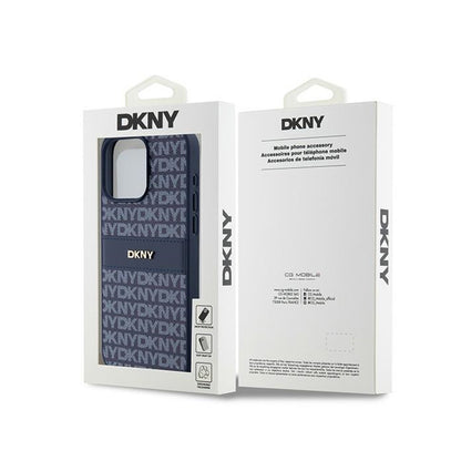 DKNY Leather Mono Stripe & Metal Logo – dėklas, skirtas iPhone 15 Pro Max (mėlynas)