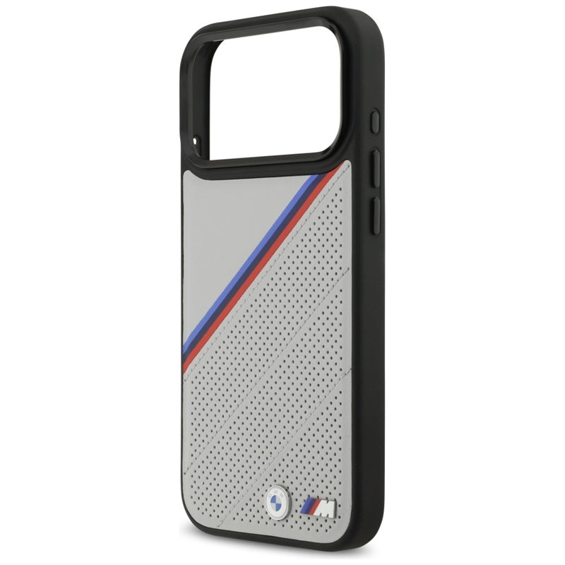 BMW M Tricolor Metalinis logotipas MagSafe - iPhone 17 Pro Max dėklas (pilkas)