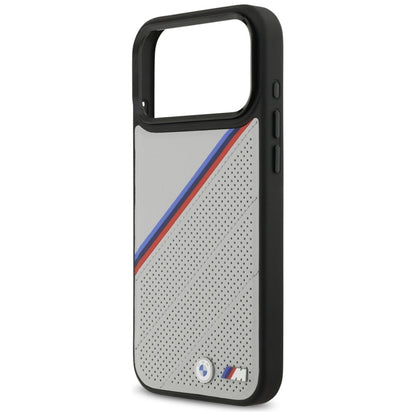 BMW M Tricolor Metalinis logotipas MagSafe - iPhone 17 Pro Max dėklas (pilkas)