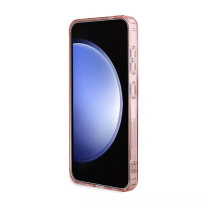 Guess IML Gėlių vainikas MagSafe dėklas Samsung Galaxy S24 (Rožinis)