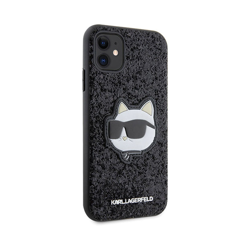 Karl Lagerfeld NFT Glitter Choupette Patch – dėklas iPhone 11 (juoda)
