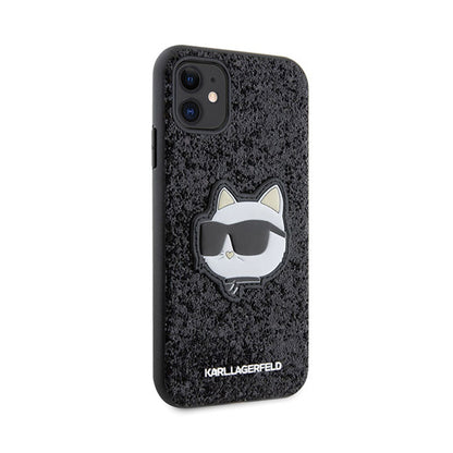 Karl Lagerfeld NFT Glitter Choupette Patch – dėklas iPhone 11 (juoda)