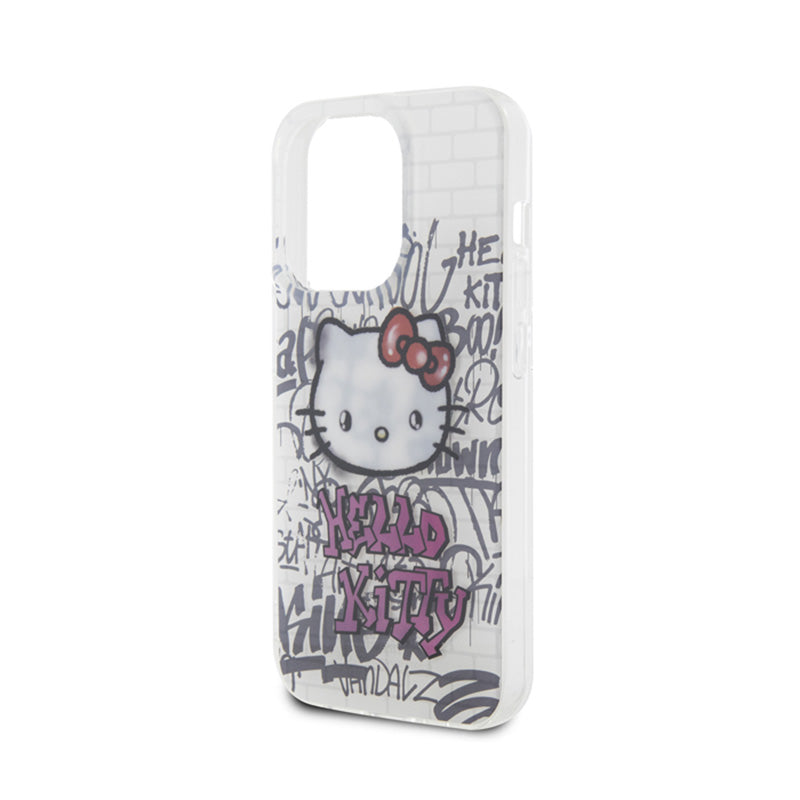 Hello Kitty IML Kitty ant plytų grafiti – iPhone 14 Pro dėklas (baltas)