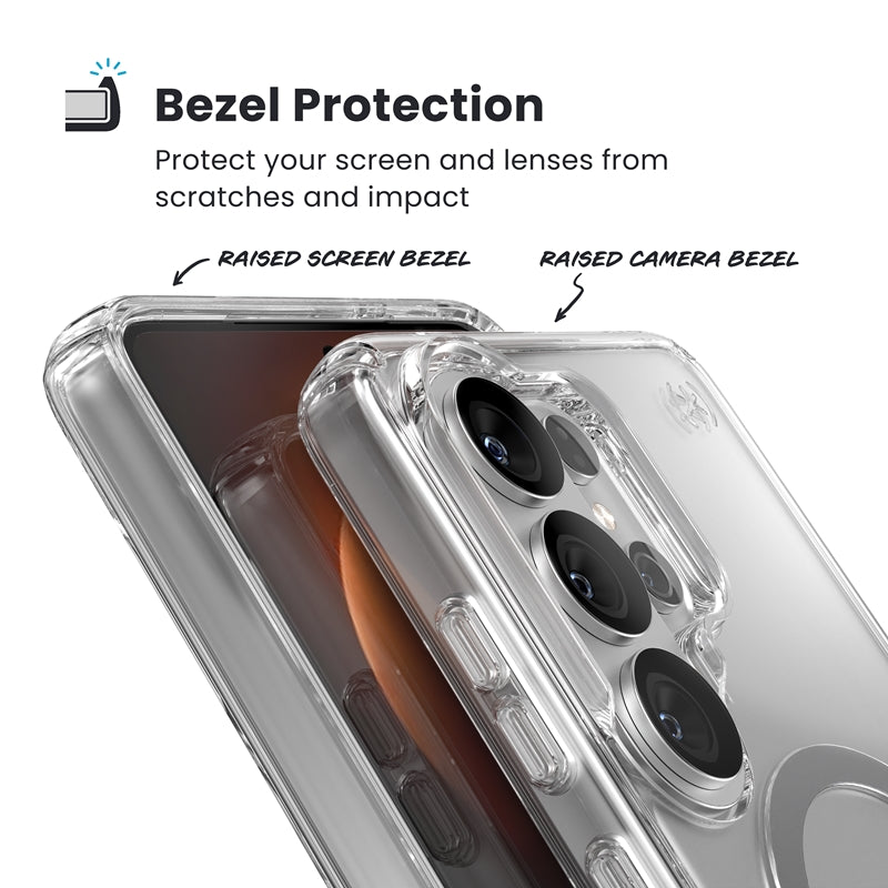 Speck Presidio Perfect-Clear Magnet - Samsung Galaxy S26 Ultra MagSafe dėklas (Skaidrus/Skaidrus/Sidabrinis)