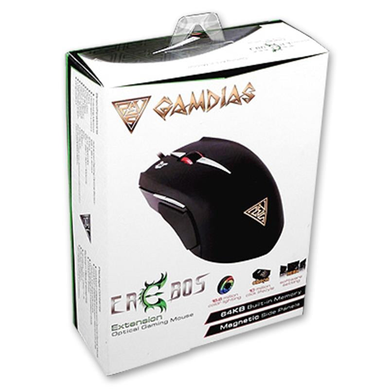 Gamdias Erebos Optical - Optinė žaidimų pelė su keičiamais paneliais (3500 DPI)
