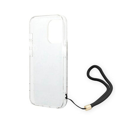 Guess 4G Print Cord – dėklas, skirtas iPhone 14 Pro Max (rudos spalvos)