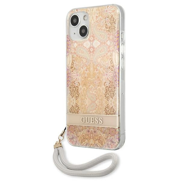 Guess Flower Cord - „iPhone 13 mini“ dėklas (auksinis)