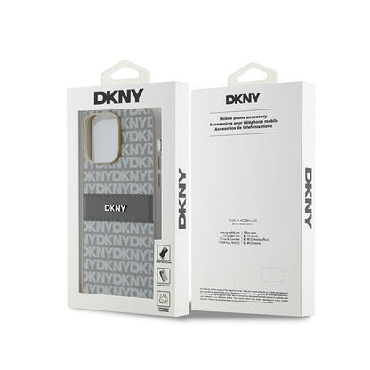 DKNY Odinis "Mono Stripe & Metal Logo" dėklas, skirtas "iPhone 14 Pro Max" (smėlio spalvos)