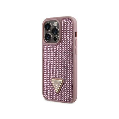 Guess Rhinestone Triangle – dėklas, skirtas iPhone 14 Pro (rožinis)