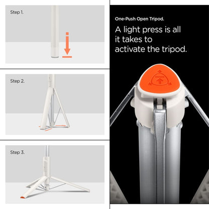 Spigen S541W "Bluetooth" asmenukių lazdelė su trikoju – išmaniojo telefono trikojis / asmenukių lazdelės laikiklis (smėlio spalvos)