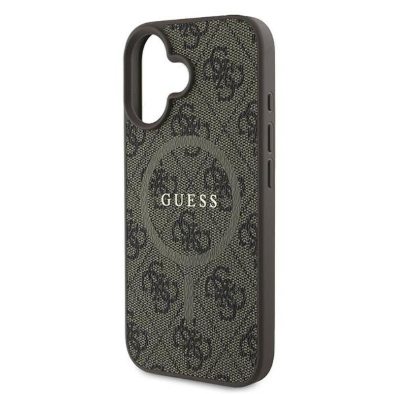 Guess 4G Ring Classic Logo MagSafe - dėklas, skirtas iPhone 16 Plus (rudas)