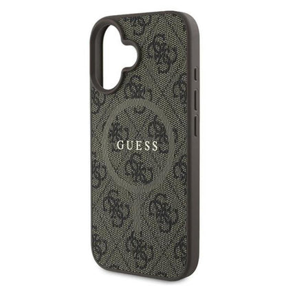 Guess 4G Ring Classic Logo MagSafe - dėklas, skirtas iPhone 16 Plus (rudas)